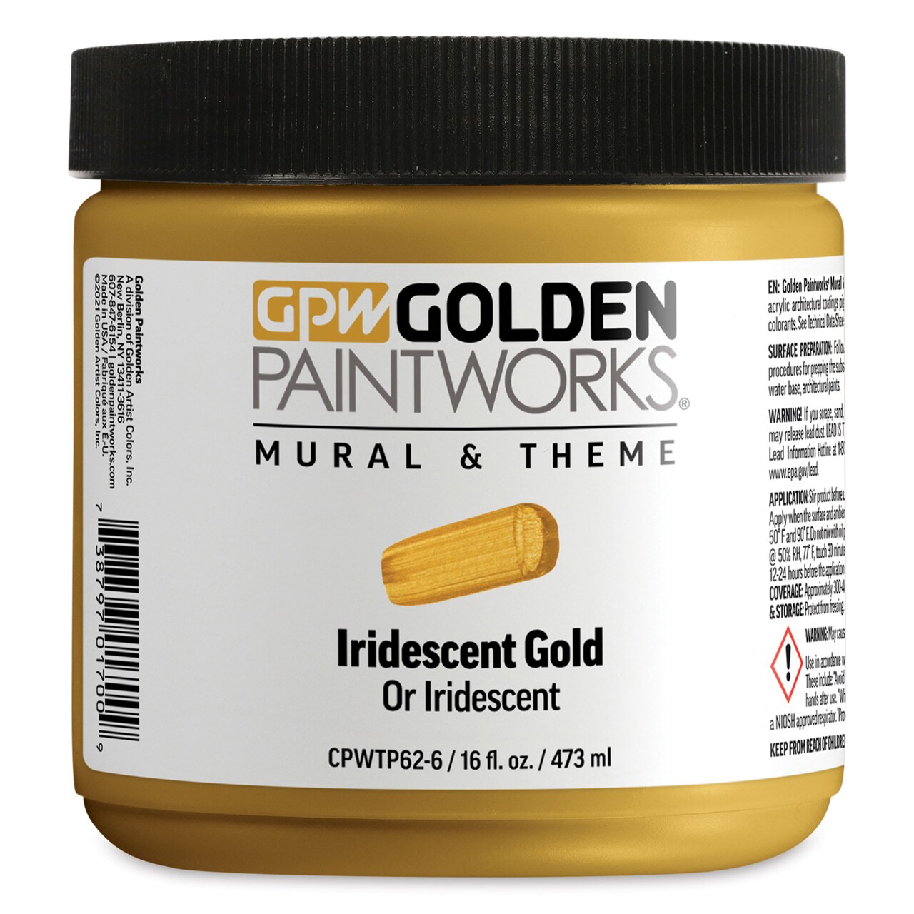 Golden Paintworks Mural and Theme Acrylic Paint - Iridescent Gold, 16 oz, Jar
